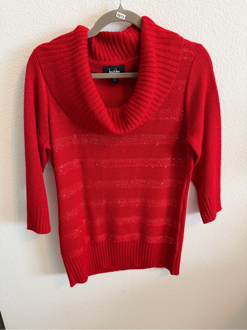 by & by Red Cowl Neck Sweater